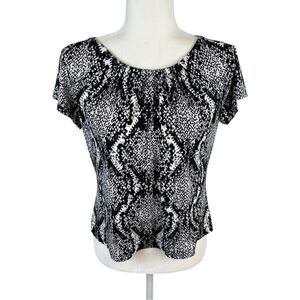 Worthington Black & White Short Sleeve Blouse Size PL